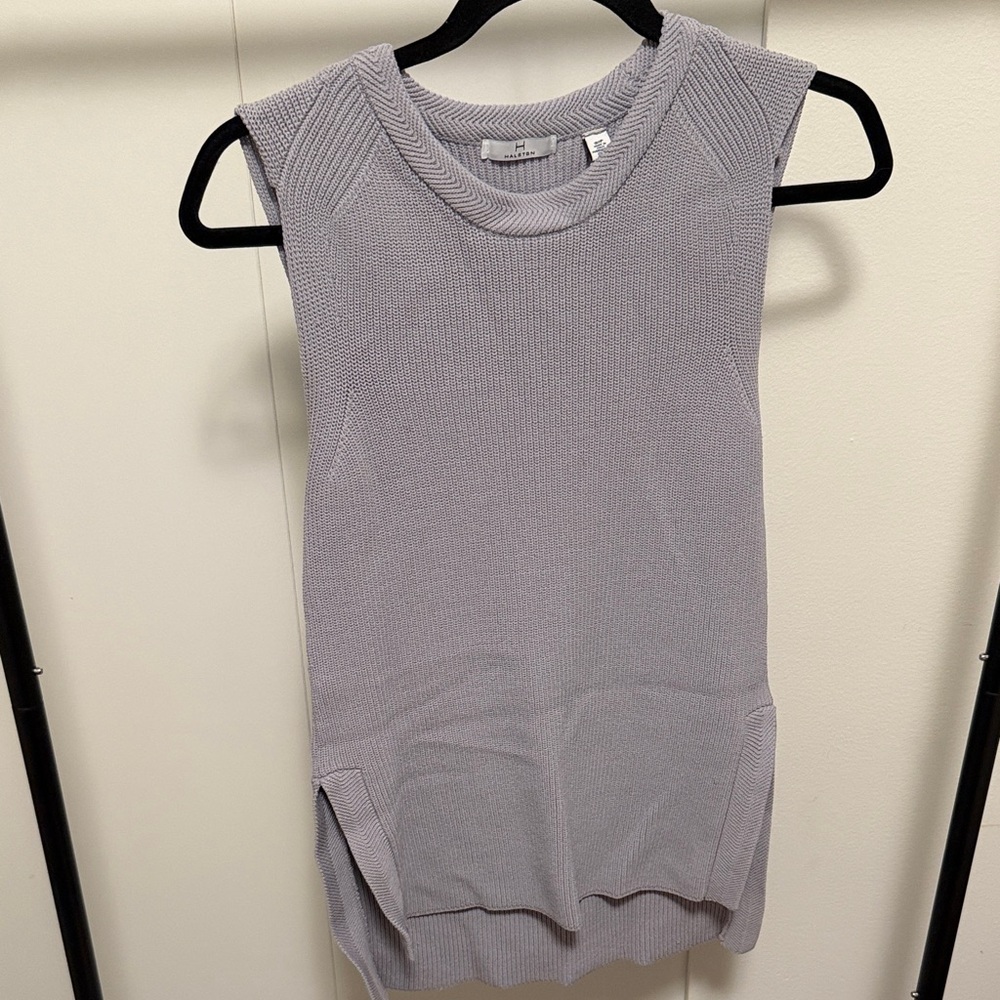 H by Halston Light Gray Knit Sleeveless Tank Top